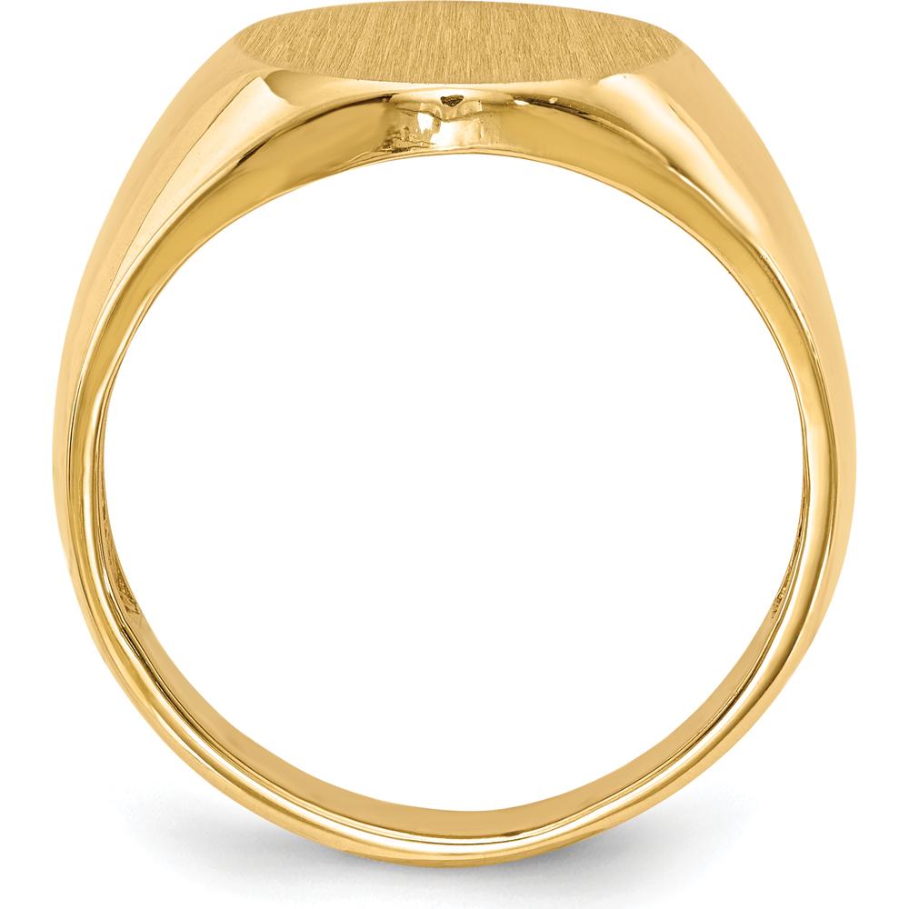 10K Yellow Gold Men's Signet Ring with Satin Finish and Engravable Top - 15x13.5mm
