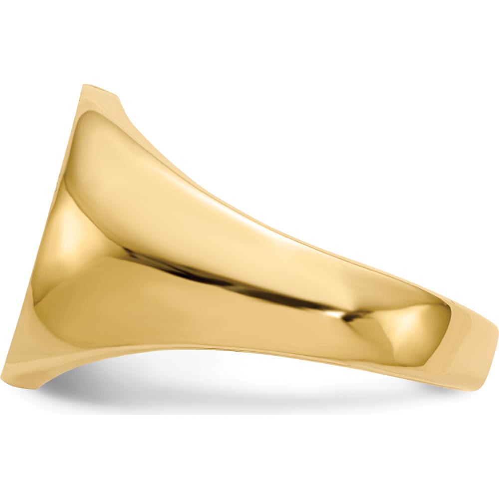 10K Yellow Gold Men's Signet Ring with Satin Finish and Engravable Top - 15x13.5mm