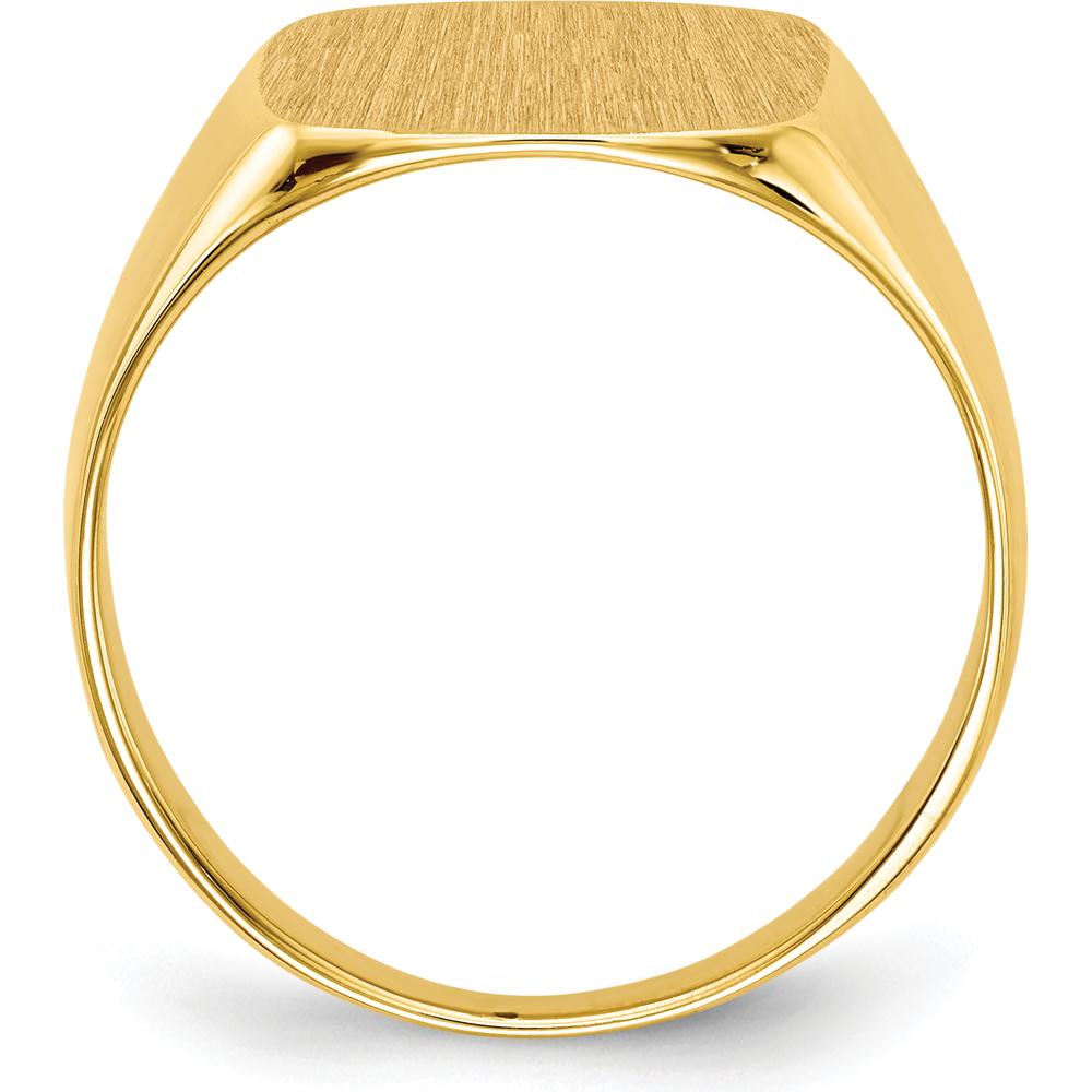 10K Yellow Gold Men's Signet Ring with Satin Finish and Polished Brushed Detail