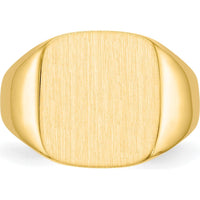 10K Yellow Gold Men's Signet Ring with Satin Finish and Polished Brushed Detail
