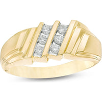 10K Yellow Gold Men's Two-Tone Channel Set Round Diamond Band - 0.27 Carat Total Diamond Weight by Auriventus