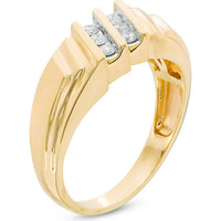 10K Yellow Gold Men's Two-Tone Channel Set Round Diamond Band - 0.27 Carat Total Diamond Weight by Auriventus