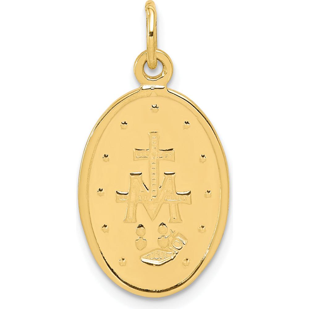 10K Yellow Gold Miraculous Medal Pendant - Faith & Spiritual Charm