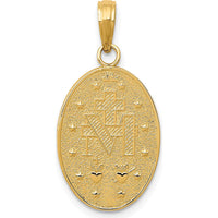 10K Yellow Gold Miraculous Medal Pendant with Engraved Virgin Mary - 27mm Length