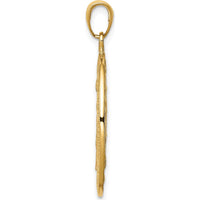 10K Yellow Gold Miraculous Medal Pendant with Satin and Polished Finish