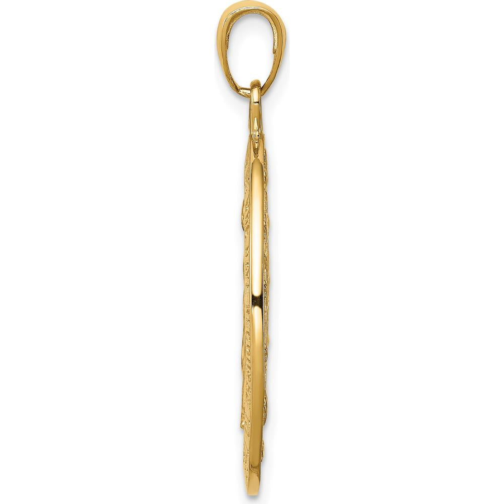 10K Yellow Gold Miraculous Medal Pendant with Satin and Polished Finish