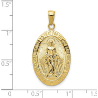 10K Yellow Gold Miraculous Medal Pendant with Satin and Polished Finish