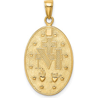 10K Yellow Gold Miraculous Medal Pendant with Satin and Polished Finish