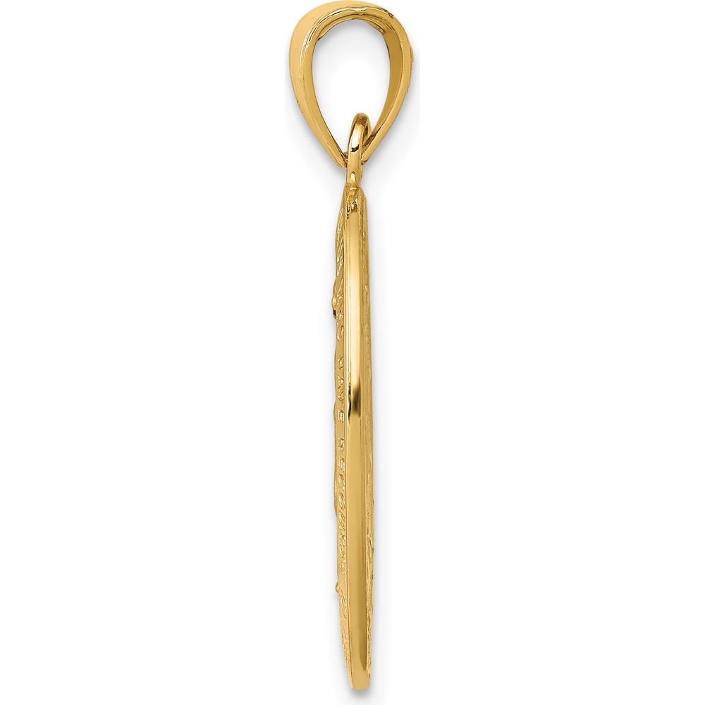 10K Yellow Gold Miraculous Medal Pendant with Virgin Mary Engraving