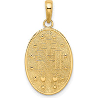 10K Yellow Gold Miraculous Medal Pendant with Virgin Mary Engraving