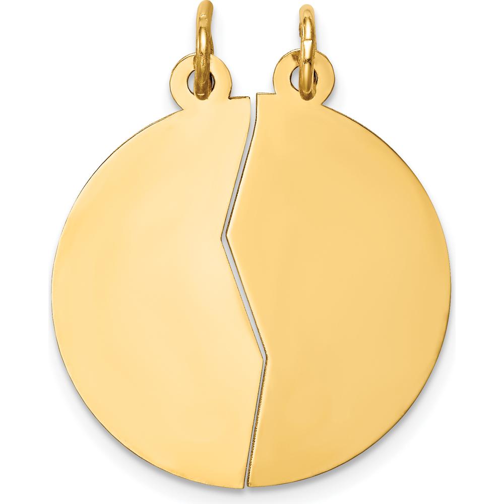10K Yellow Gold Mizpah Charm Pendant - Polished Finish, 29mm Length