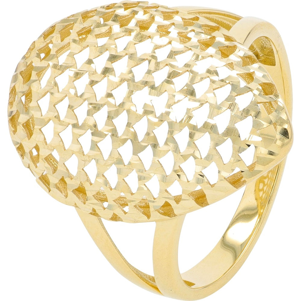 10K Yellow Gold Modern Openwork Lattice Dome Ring - 2.30 Grams Gold Weight