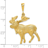10K Yellow Gold Moose Charm Pendant - 35mm Length