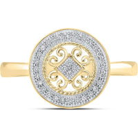 10K Yellow Gold Motif Circle Ring with Illusion-Set Round Diamonds - 0.10 Carat Total Diamond Weight
