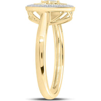 10K Yellow Gold Motif Circle Ring with Illusion-Set Round Diamonds - 0.10 Carat Total Diamond Weight