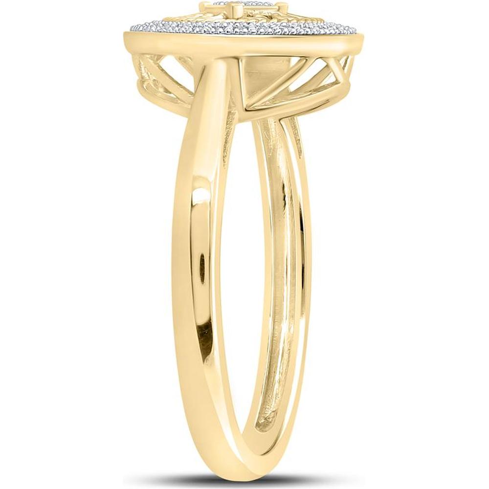 10K Yellow Gold Motif Circle Ring with Illusion-Set Round Diamonds - 0.10 Carat Total Diamond Weight