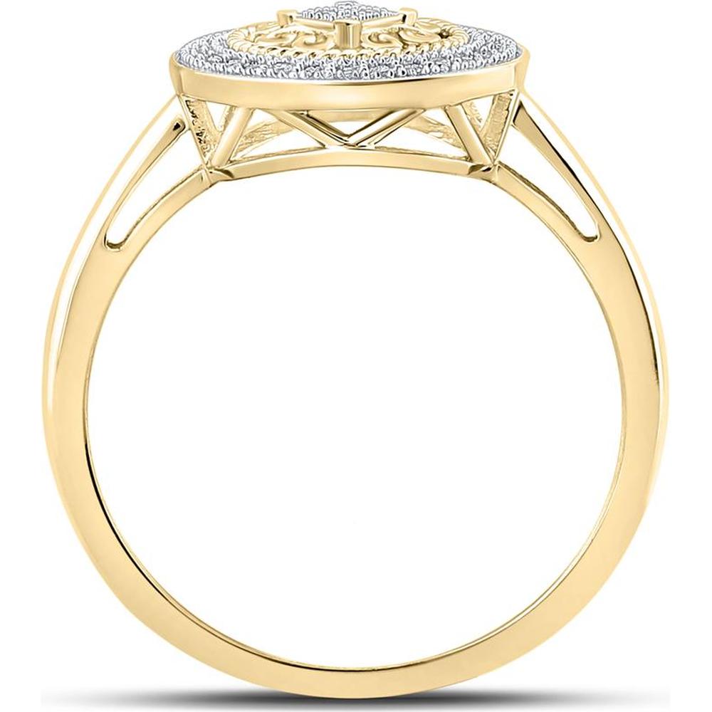 10K Yellow Gold Motif Circle Ring with Illusion-Set Round Diamonds - 0.10 Carat Total Diamond Weight
