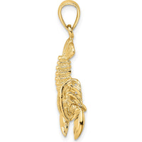 10K Yellow Gold Moveable Lobster Charm - Polished Finish - 28.5mm Length