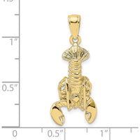 10K Yellow Gold Moveable Lobster Charm - Polished Finish - 28.5mm Length