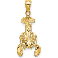 10K Yellow Gold Moveable Lobster Charm - Polished Finish - 28.5mm Length