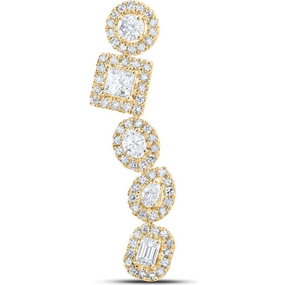 10K Yellow Gold Multi-Shape Diamond Journey Pendant - 3/4 Carat Total Diamond Weight