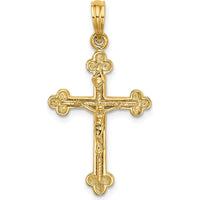 10K Yellow Gold Narrow Budded Crucifix Charm - 31.4mm Length