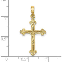 10K Yellow Gold Narrow Budded Crucifix Charm - 31.4mm Length