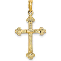 10K Yellow Gold Narrow Budded Crucifix Charm - 31.4mm Length