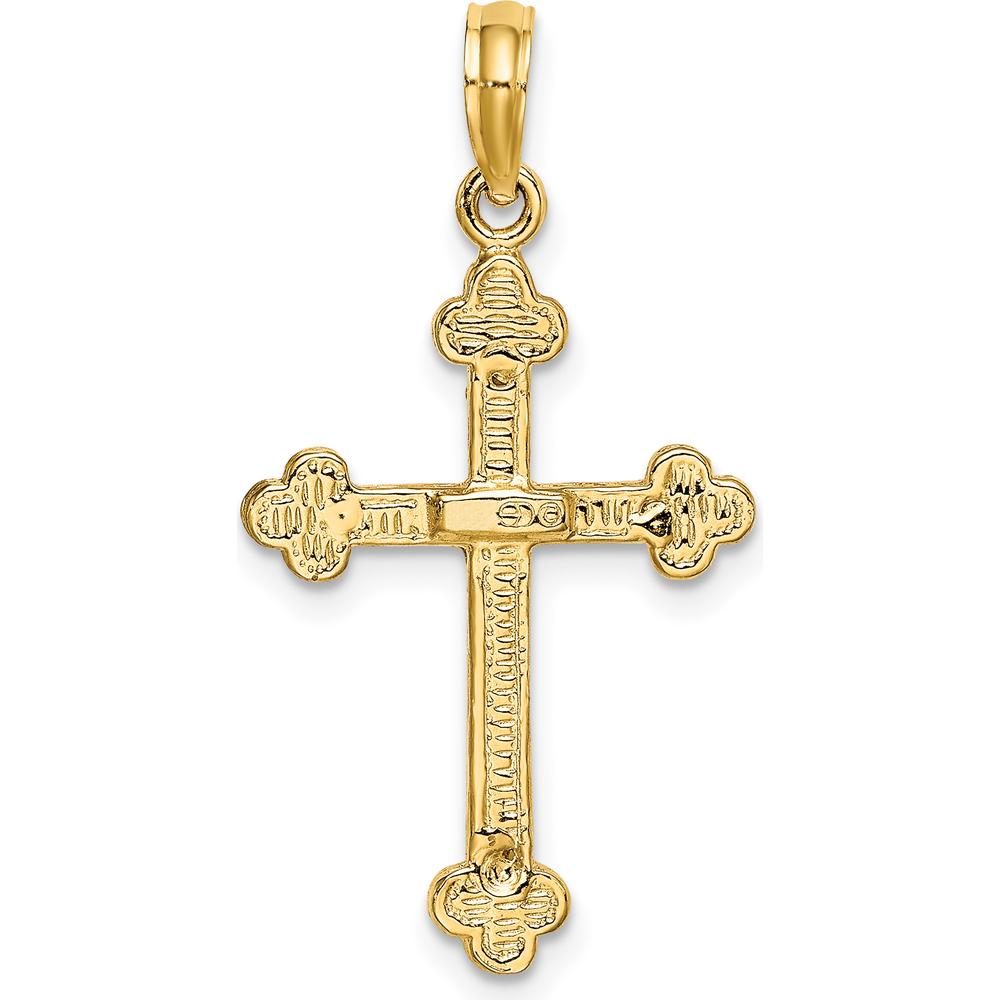 10K Yellow Gold Narrow Budded Crucifix Charm - 31.4mm Length
