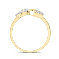 10K Yellow Gold Natural Diamond Butterfly Heart Ring - 1/10 Carat Total Diamond Weight