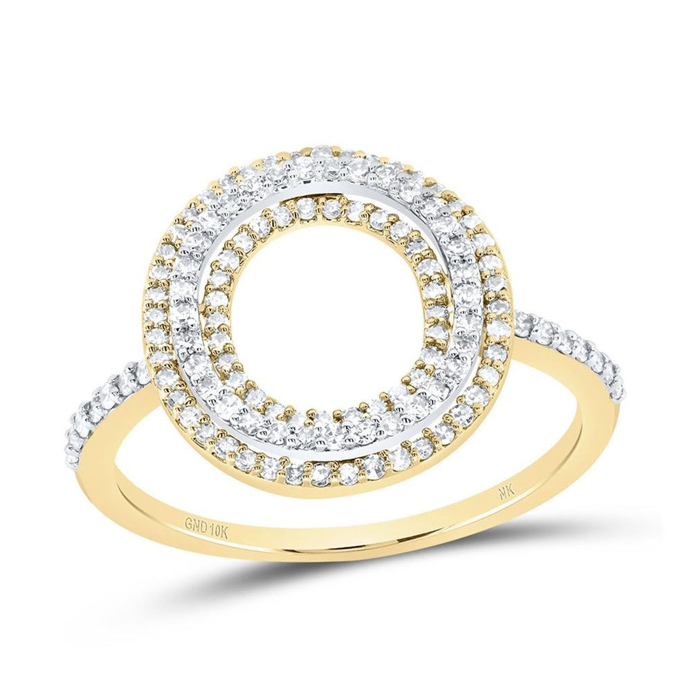 10K Yellow Gold Natural Diamond Initial "O" Ring - 3/8 Carat Total Diamond Weight