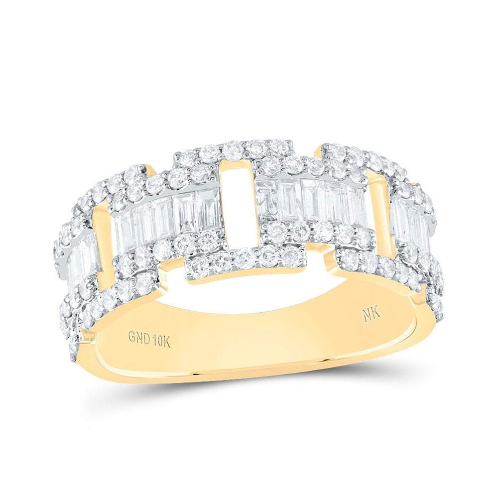 10K Yellow Gold Natural Diamond Men's Band - 1 1/2 Carat Total Diamond Weight