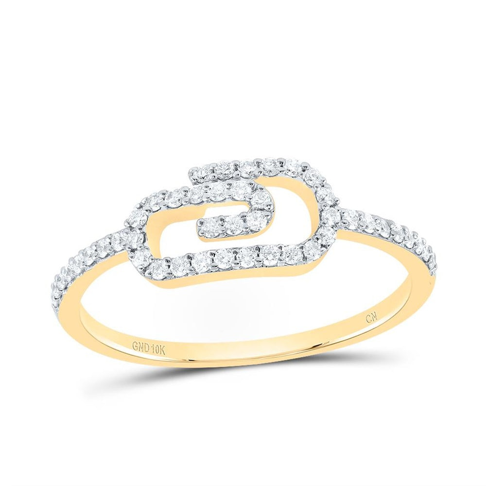 10K Yellow Gold Natural Diamond Paper Clip Ring - 1/5 Carat Total Diamond Weight
