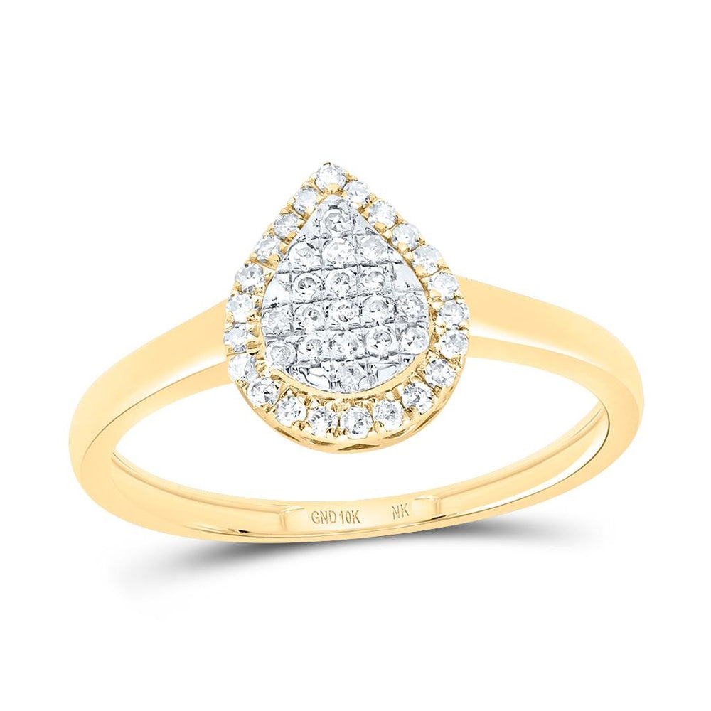 10K Yellow Gold Natural Diamond Pear Ring - 1/5 Carat Total Diamond Weight