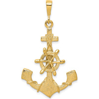 10K Yellow Gold Nautical Anchor Charm Pendant - Solid Polished Design, 45mm Length, 26mm Width
