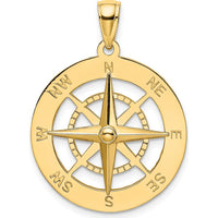 10K Yellow Gold Nautical Compass Charm Pendant - Timeless Travel Symbol