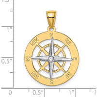 10K Yellow Gold Nautical Compass Charm with White Rhodium Needle
