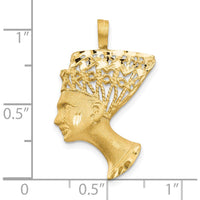 10K Yellow Gold Nefertiti Pendant - Polished Finish - 30mm Length