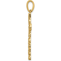 10K Yellow Gold Nugget Cross Pendant - Solid Polished Finish