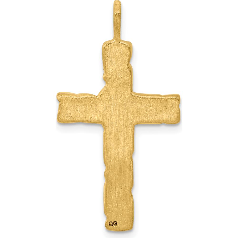 10K Yellow Gold Nugget Cross Pendant with Polished Finish - 34mm Length
