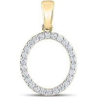 10K Yellow Gold "O" Initial Circle Pendant with Prong-Set Round Diamonds - 0.20 Carat Total Diamond Weight