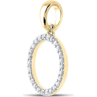 10K Yellow Gold "O" Initial Circle Pendant with Prong-Set Round Diamonds - 0.20 Carat Total Diamond Weight