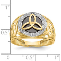 10K Yellow Gold Onyx and Diamond Trinity Ring - 0.15 Carat Total Diamond Weight