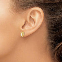 10K Yellow Gold Opal Earrings with Round Diamonds - 0.30 Carat Total Weight