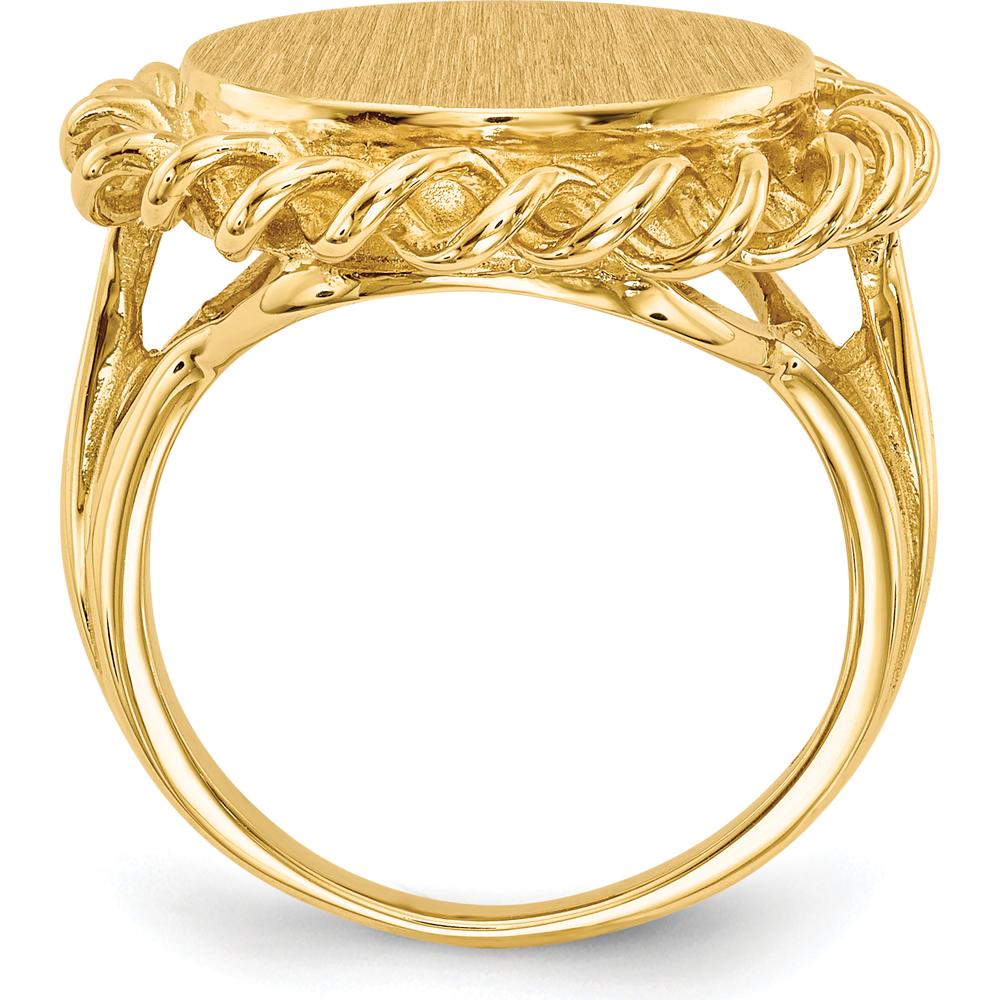10K Yellow Gold Open Back Engravable Signet Ring - 17mm x 19mm Top Size