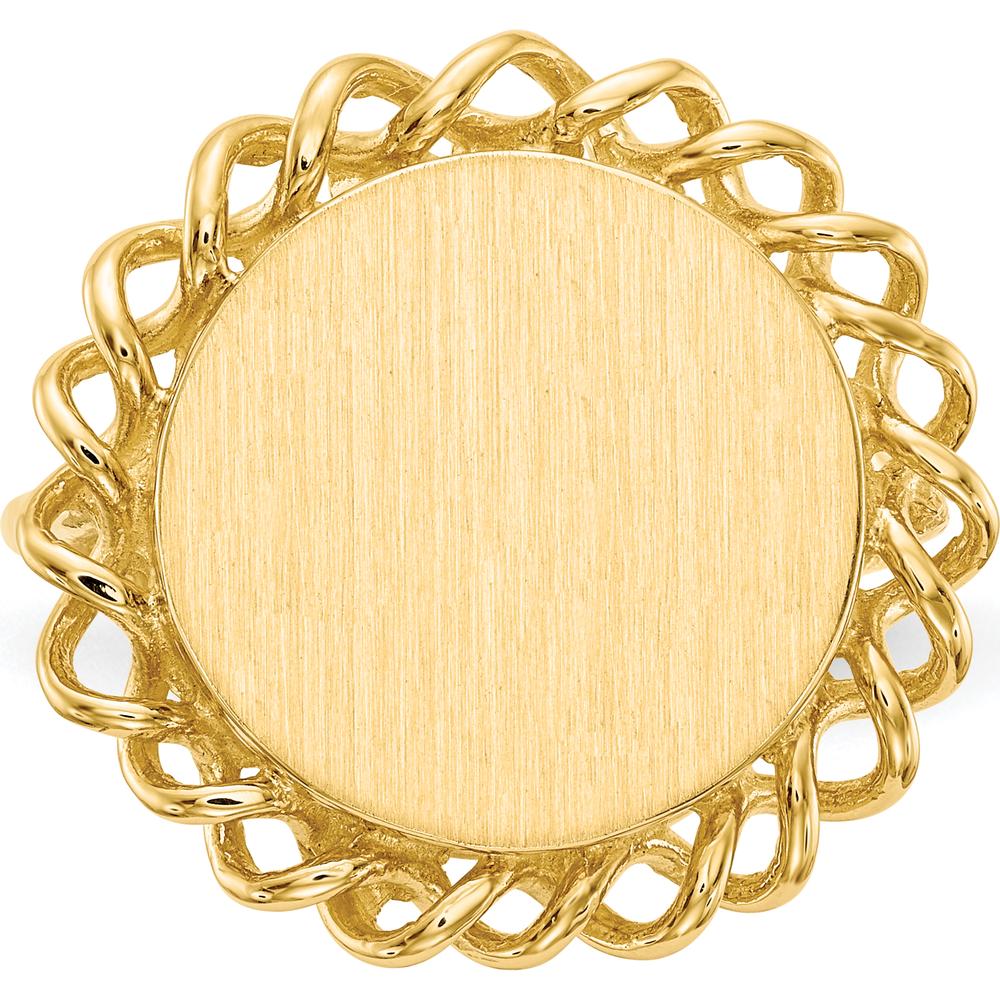 10K Yellow Gold Open Back Engravable Signet Ring - 17mm x 19mm Top Size