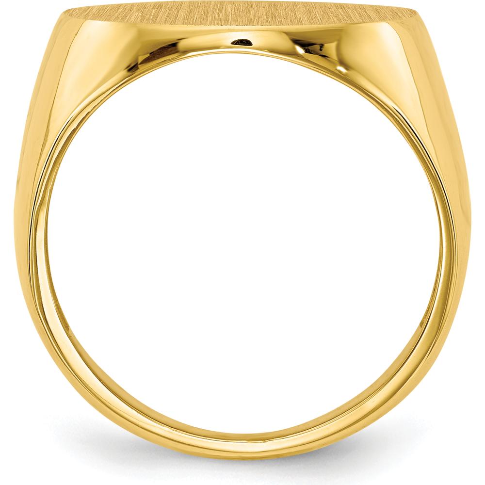 10K Yellow Gold Open Back Men's Signet Ring - Satin & Polished Finish, 17.5x18.0mm Top, Resizable