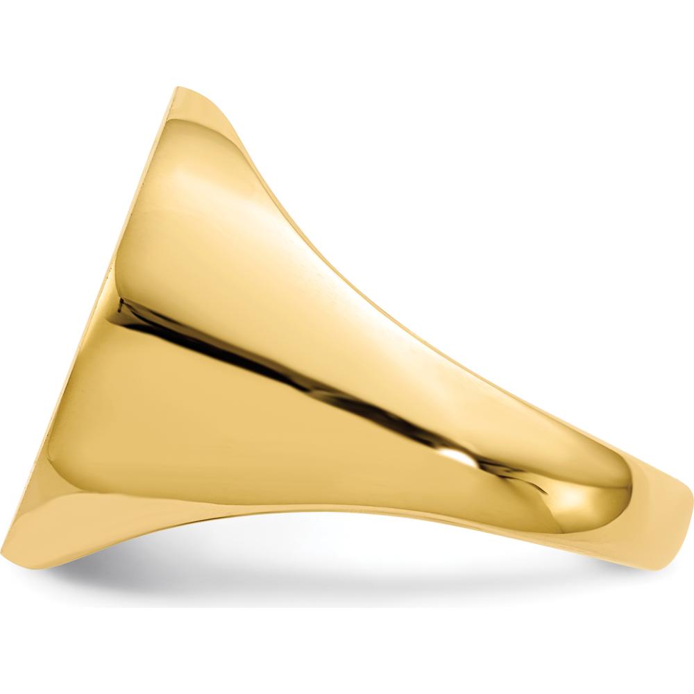 10K Yellow Gold Open Back Men's Signet Ring - Satin & Polished Finish, 17.5x18.0mm Top, Resizable