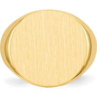 10K Yellow Gold Open Back Men's Signet Ring - Satin & Polished Finish, 17.5x18.0mm Top, Resizable