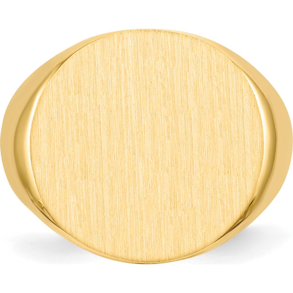 10K Yellow Gold Open Back Men's Signet Ring - Satin & Polished Finish, 17.5x18.0mm Top, Resizable